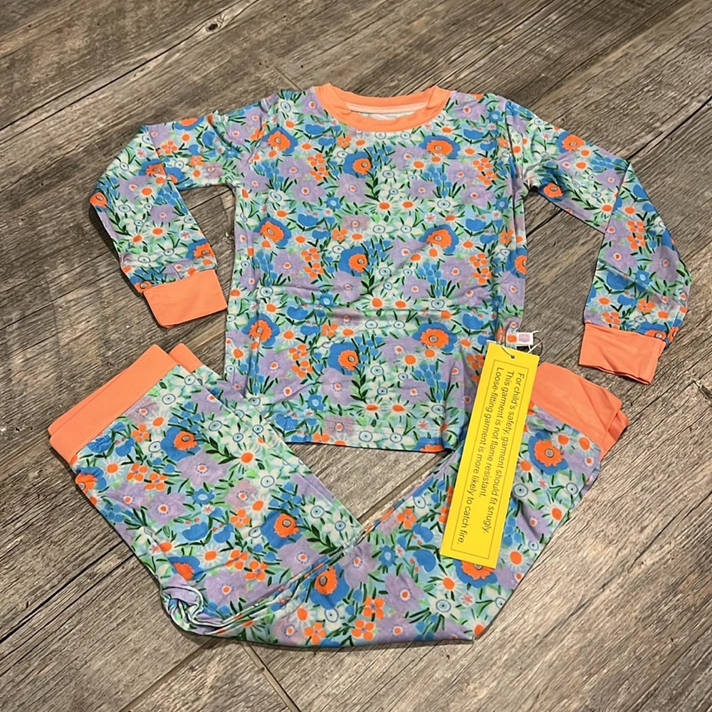 Poppy Kids Co Floral Bamboo Long Sleeve Pajama Set NWT